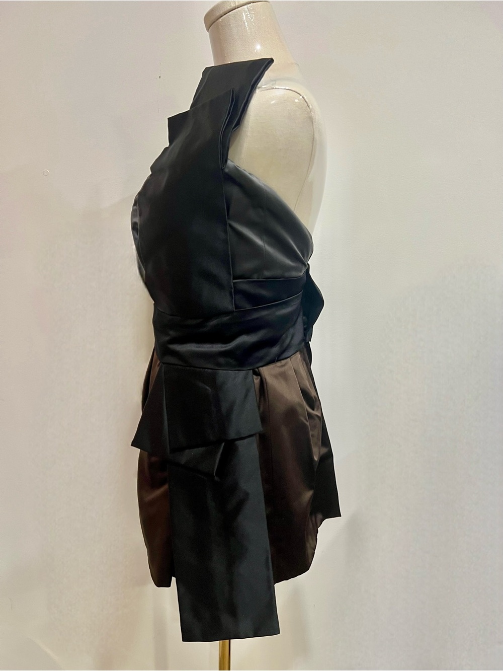 Marc Jacobs Black and Dark Brown Asymmetrical Mini Dress